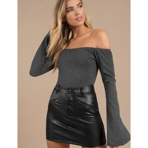 TOBI Off The Shoulder Ribbed Bodysuit